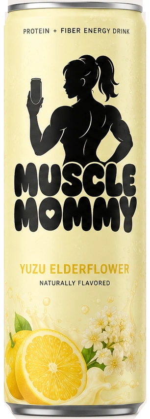 Yuzu Elderflower can on a pale yellow background